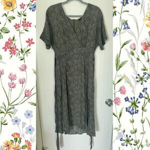 *3 FOR 30* Made with Love. Blue Blush Leaf Print Wrap Dress (S)